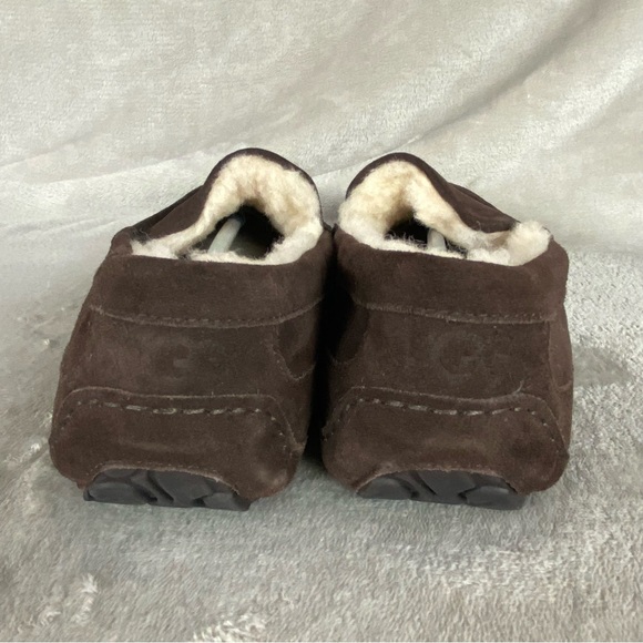 UGG Ascot Men's Slippers Loafer Size 18 Chocolate Brown Suede Sheepskin NEW - Picture 7 of 9